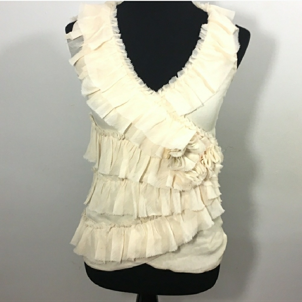 Anthropologie Deletta Ivory Lace Popham Beach Top